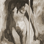 Dyptichon - ohne Titel<br>1x100x60cm und 1x100x30cm <br>Öl auf Leinwand