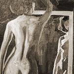 Akt vor dem Spiegel<br>40x30cm <br>Öl auf Leinwand