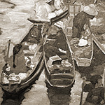 Floating Market 6<br>70x40cm<br>Öl auf Leinwand