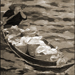 Floating Market 4<br>30x30cm<br>Öl auf Leinwand